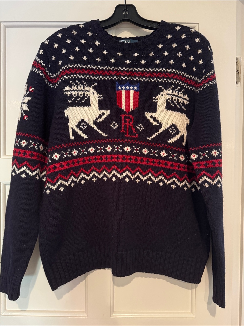 Polo by Ralph Lauren Intarsia sweater RL Logo stags and flag